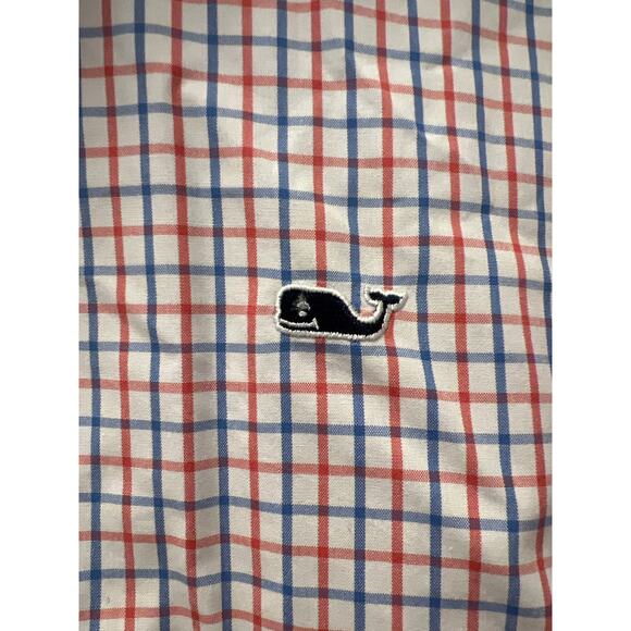 Vineyard Vines Men’s Whale Flannel Long Sleeve Button Down Shirt Size M Blue Red - Picture 3 of 4